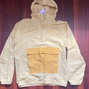 Nike Men's Beige and Mustard Hooded Windbreaker